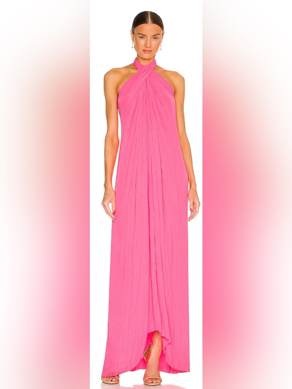 A.L.C. Neon Pink Halter Maxi Rio Dress